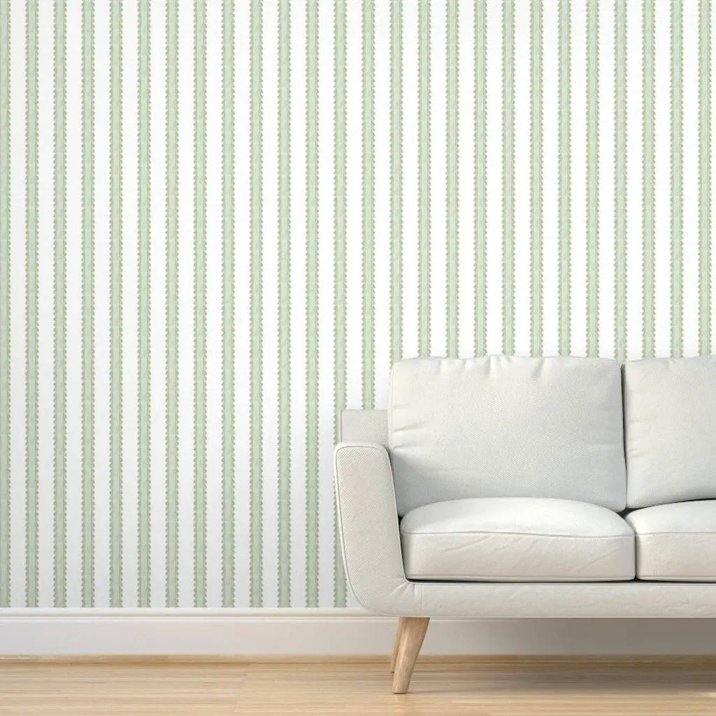 Clarabelle Half Scale Peel and Stick Wallpaper - Sage Green, Cream product