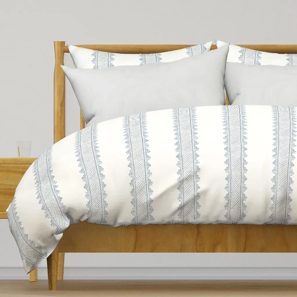 Clarabelle Quiet Blue On Cream Duvet Cover - Light Gray product
