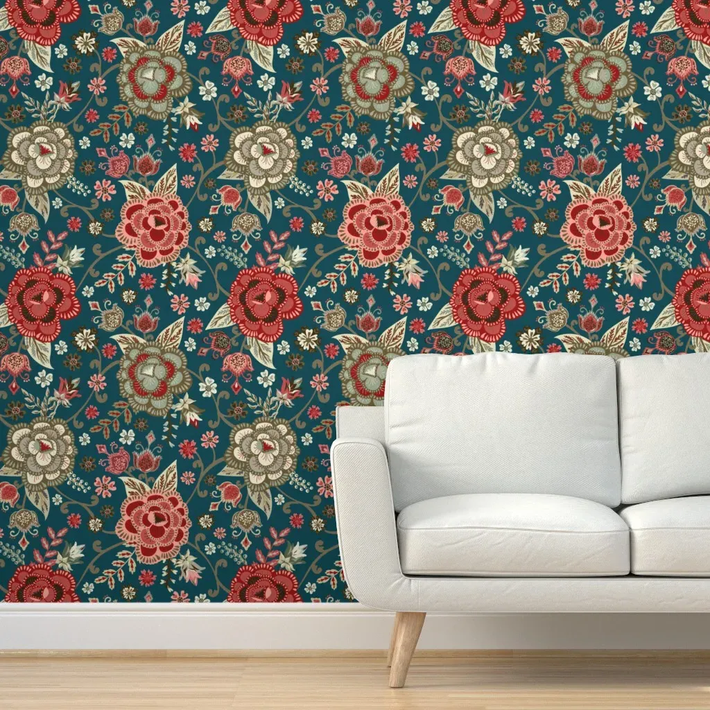 Classic Chintz Peel and Stick Wallpaper - Teal product