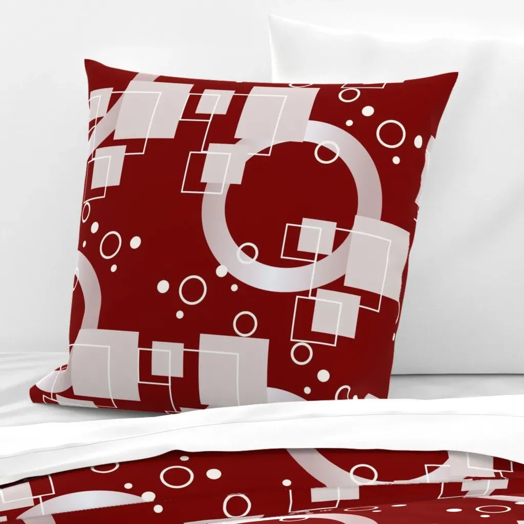 Classic Geometry Euro Pillow Sham - Red, White product