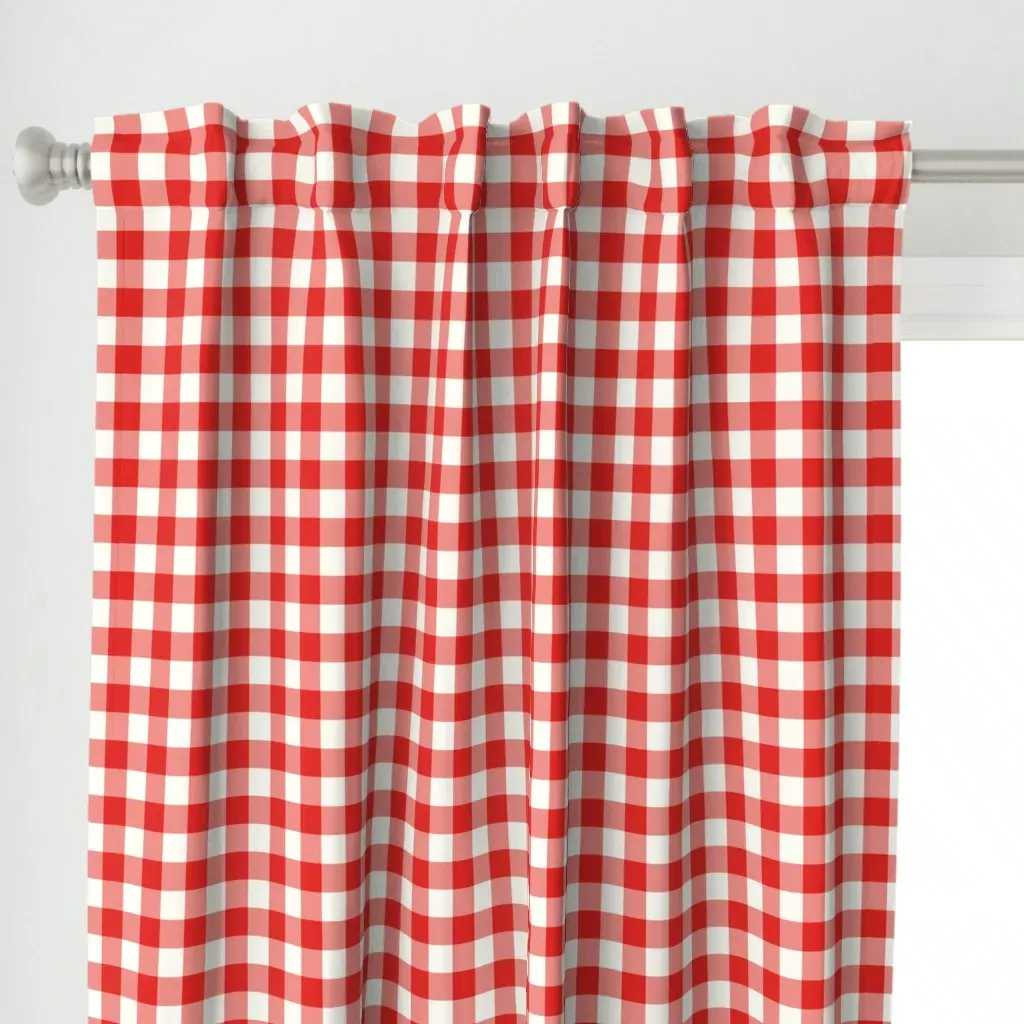 Classic Gingham Curtain Panel - Red alternate view