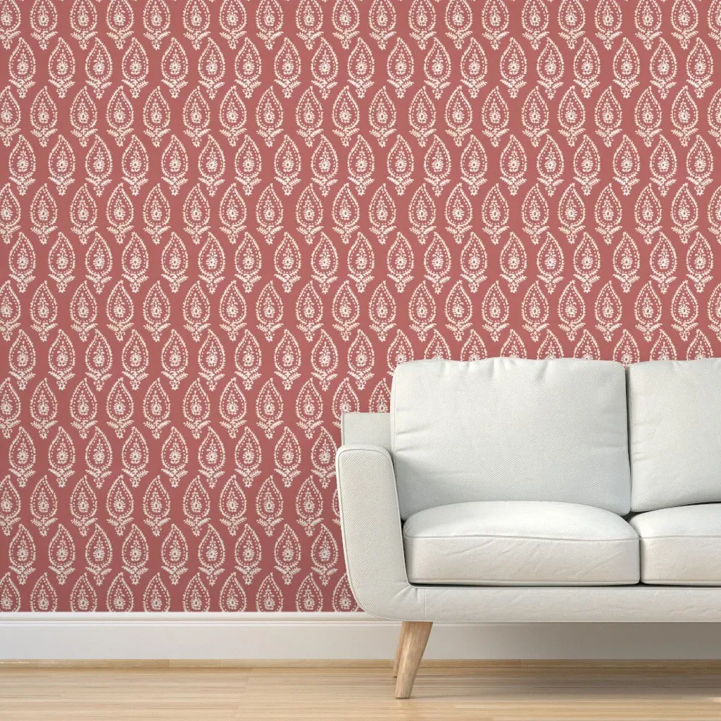 Classic Paisley Reverse Peel and Stick Wallpaper - Nantucket Red product