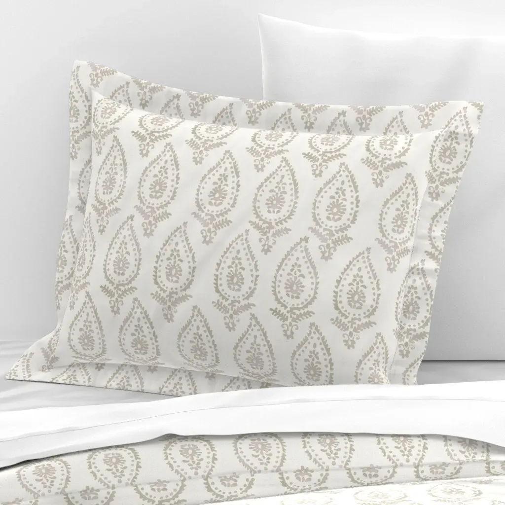 Classic Paisley Standard Flanged Pillowcase - Taupe, Cotton Sateen product