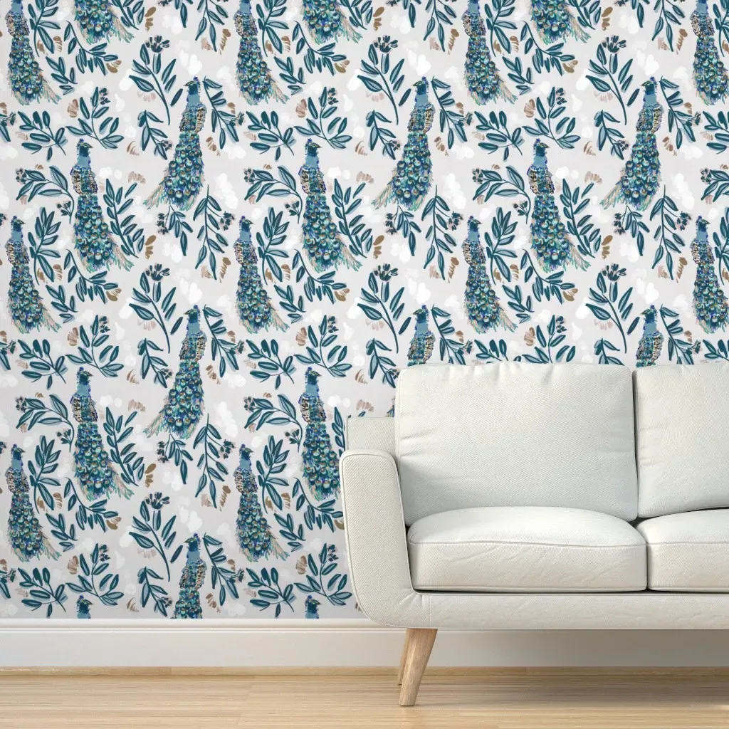 Classic Peacocks Small Scale Peel and Stick Wallpaper product