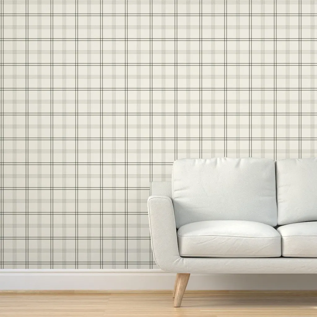 Classic Plaid Stripe Peel and Stick Wallpaper - Off-White product