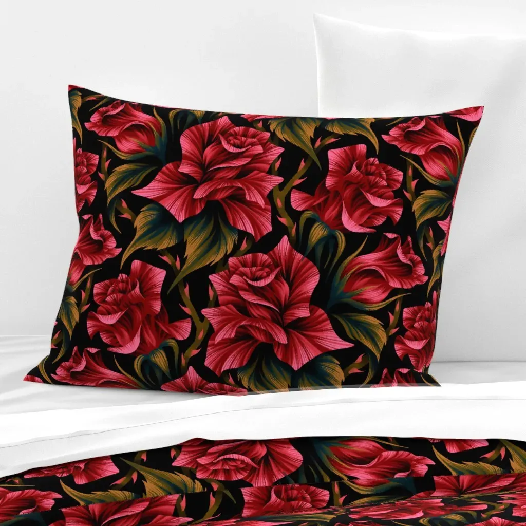Classic Rose Standard Knife Edge Cushion Cover - Crimson Red, Cotton Sateen product