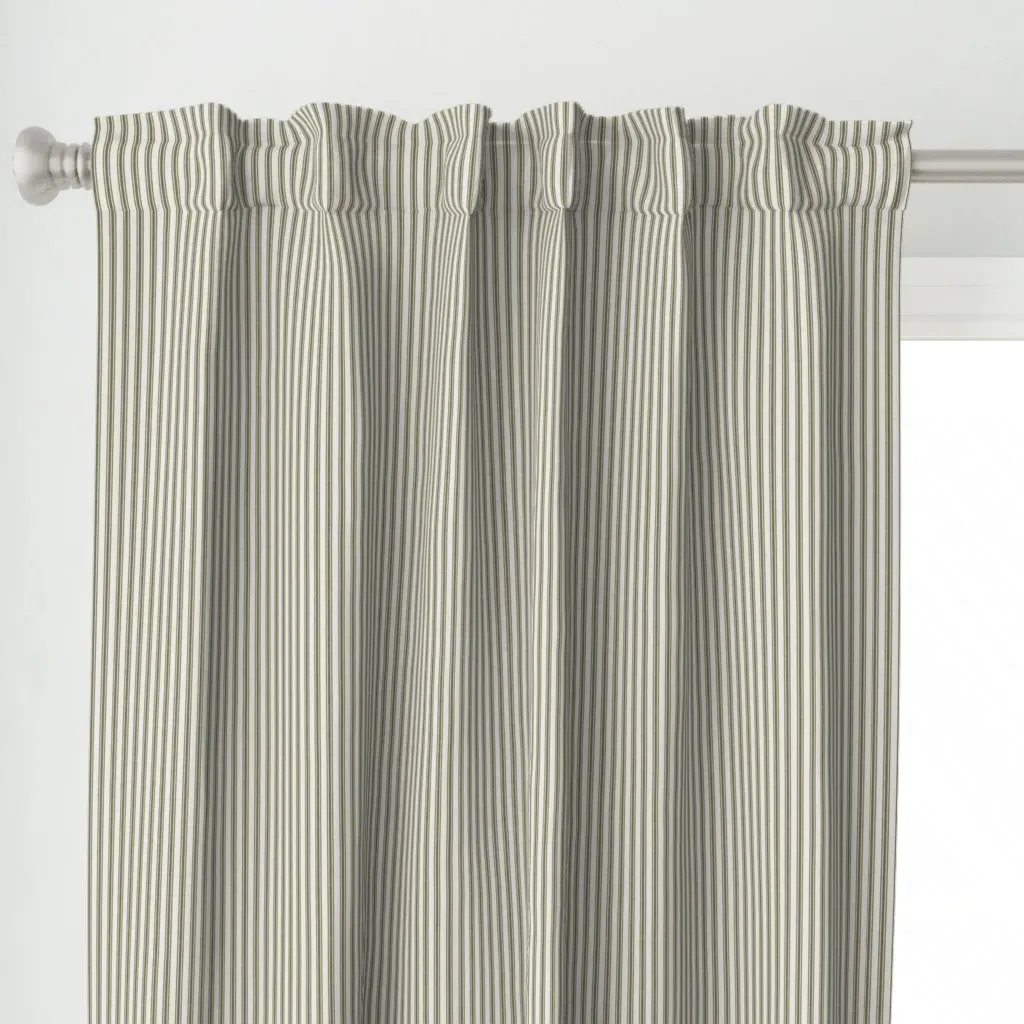 Classic Ticking Stripe Curtain Panel - Olive alternate view