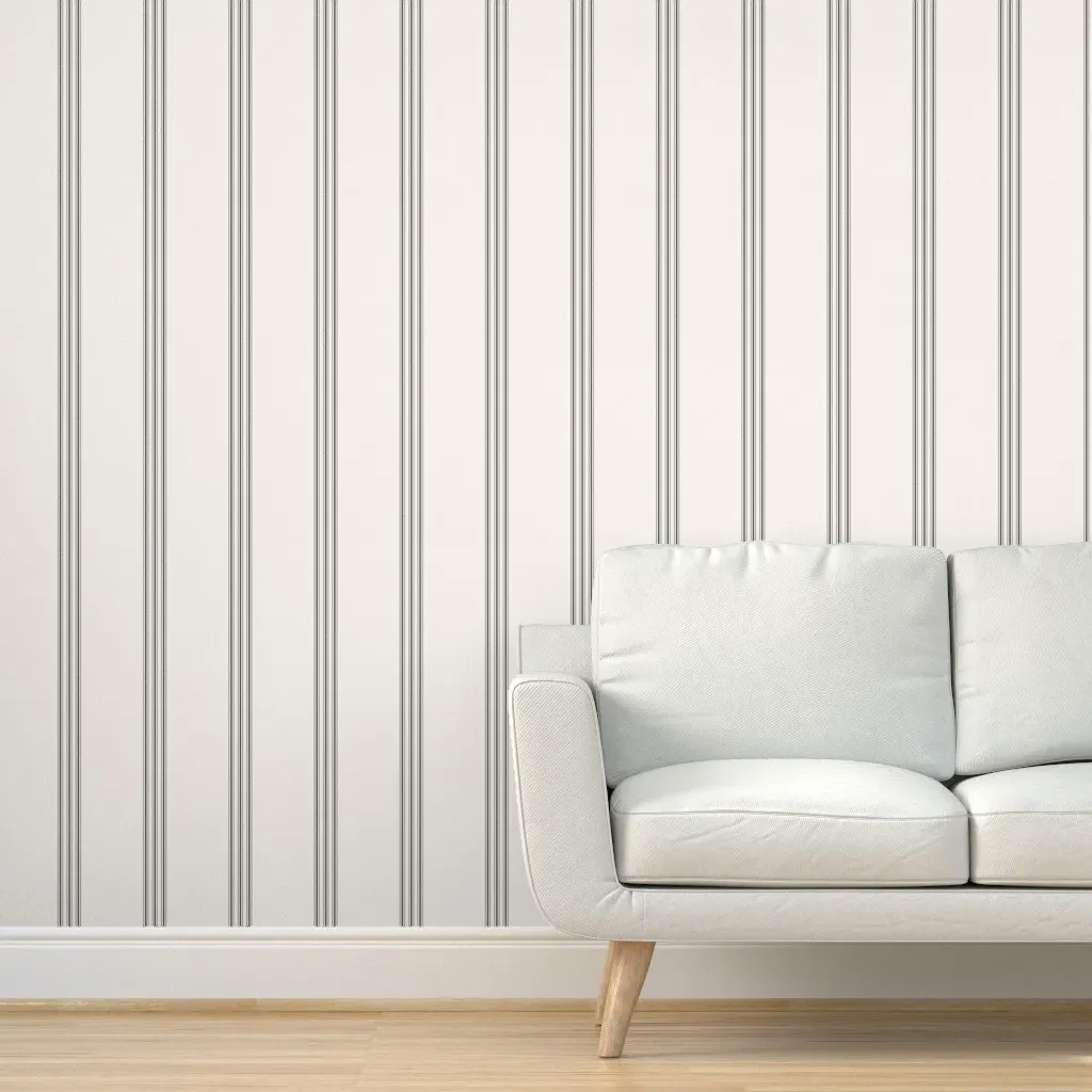 Classic Ticking Stripe Peel and Stick Wallpaper - Charcoal Grey, Off-White product