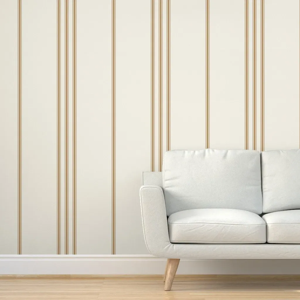 Classic Ticking Stripes Jumbo Peel and Stick Wallpaper - Cream, Gold product