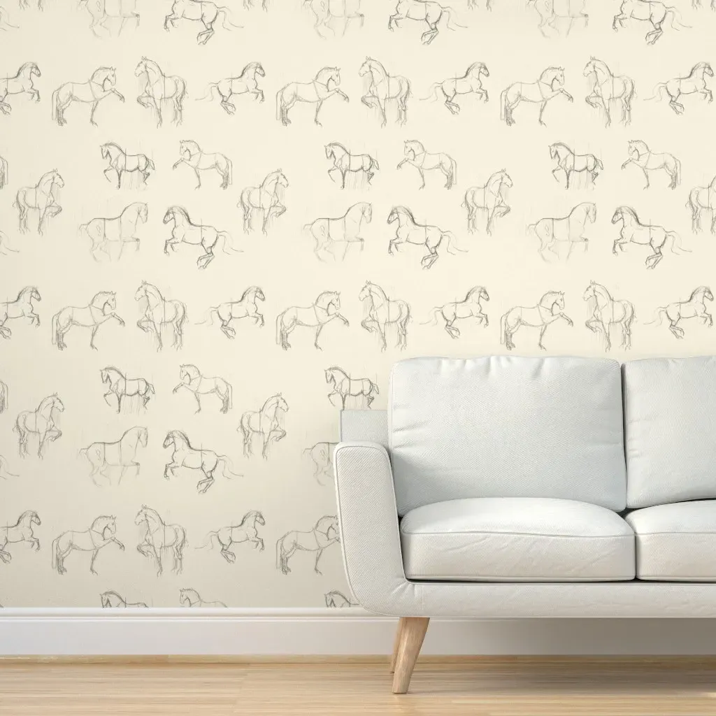 Classical Dressage Horses Peel and Stick Wallpaper - Beige product