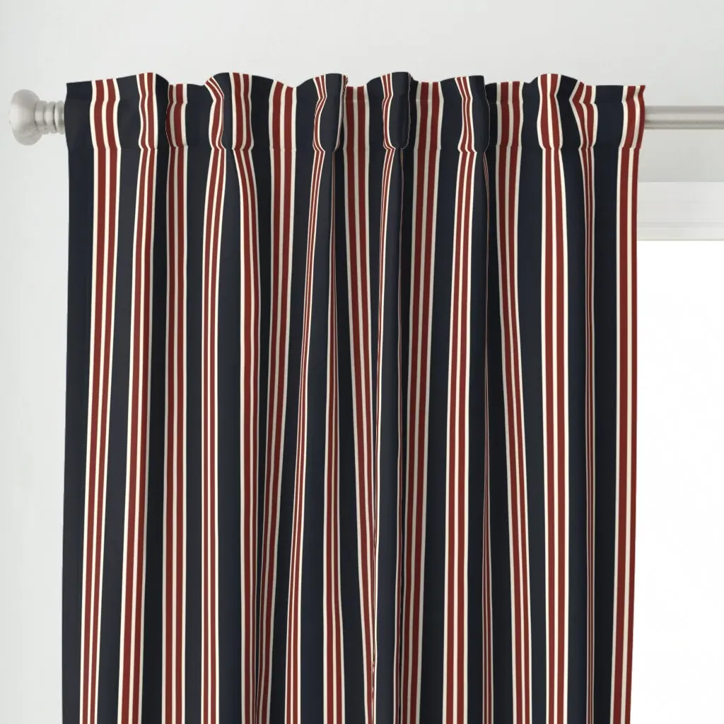 Classical Red White Blue Curtain Panel - Navy Blue alternate view