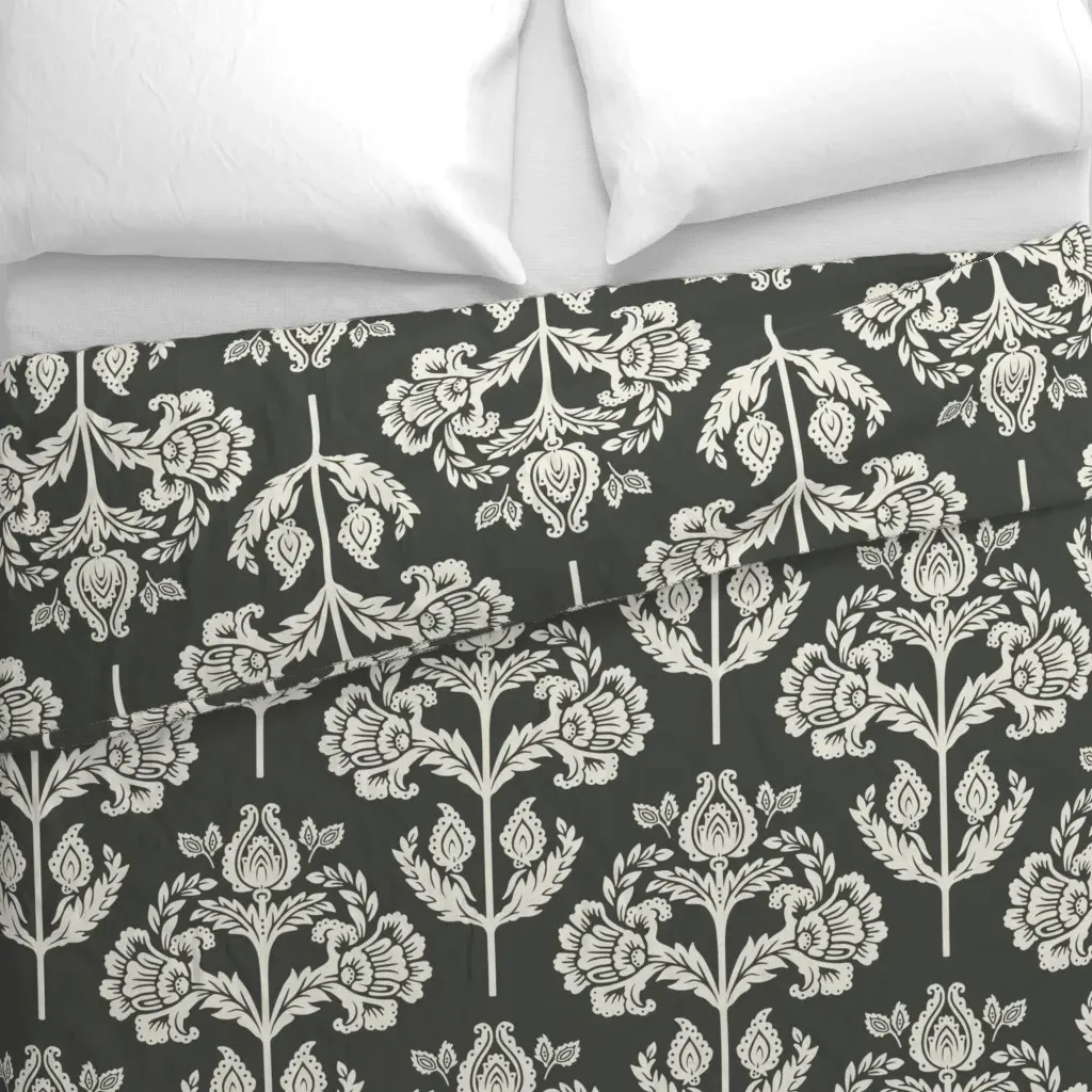 Classical Revival Floral Duvet Cover - Off-White alternate view
