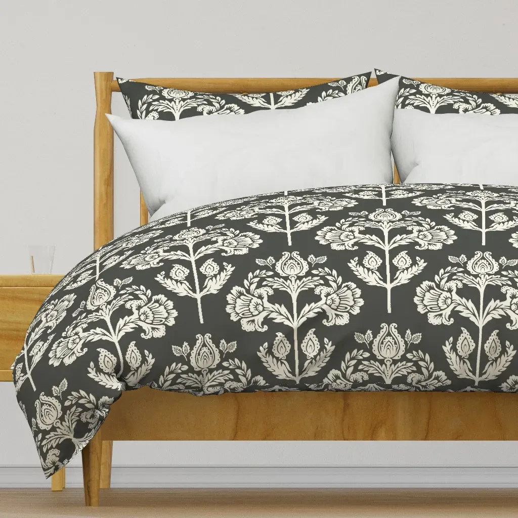 Classical Revival Floral Duvet Cover - Off-White product