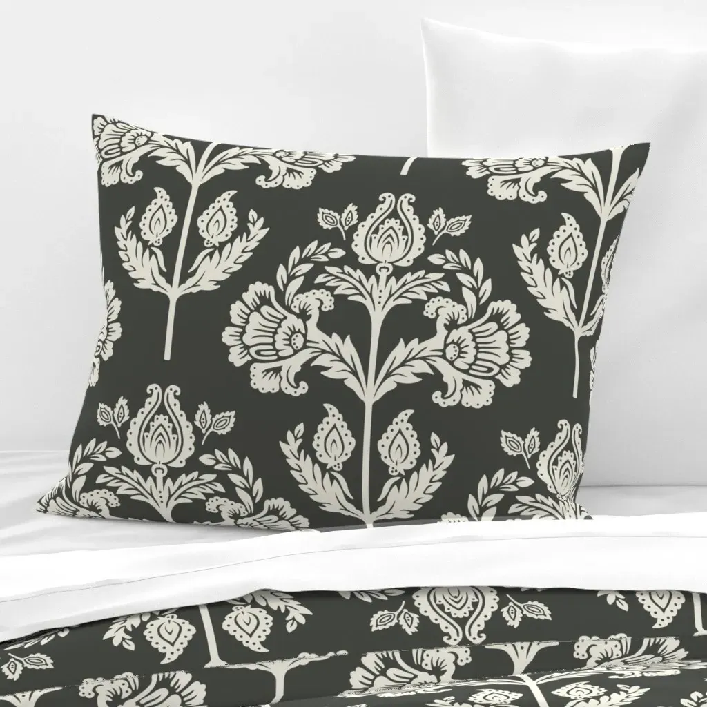 Classical Revival Floral Standard Knife Edge Cushion - Off-White, Cotton Sateen product