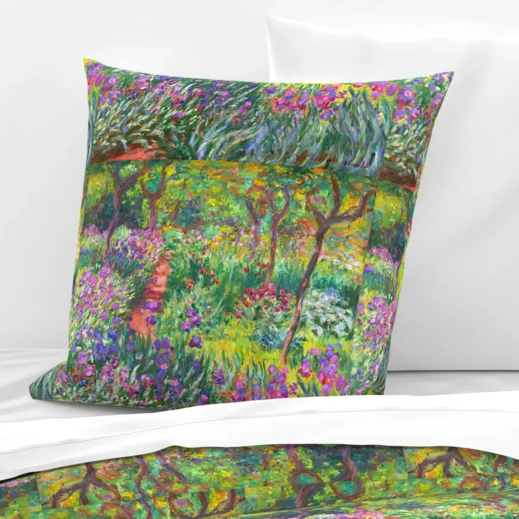 Claude Monet Garden In Giverny Impressionist Art Euro Pillow Sham - Purple product