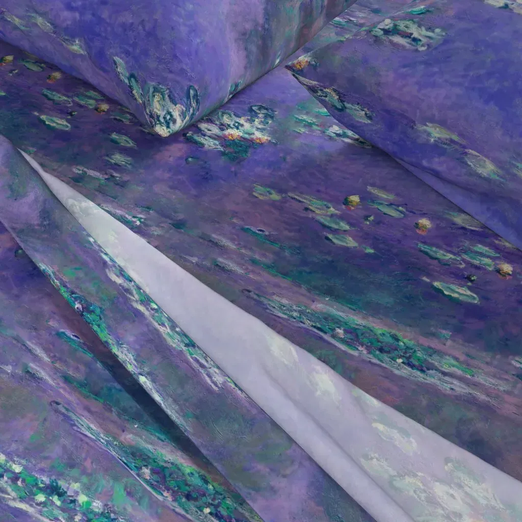 Claude Monet Water Lilies Cal King Sheet Set - Purple alternate view