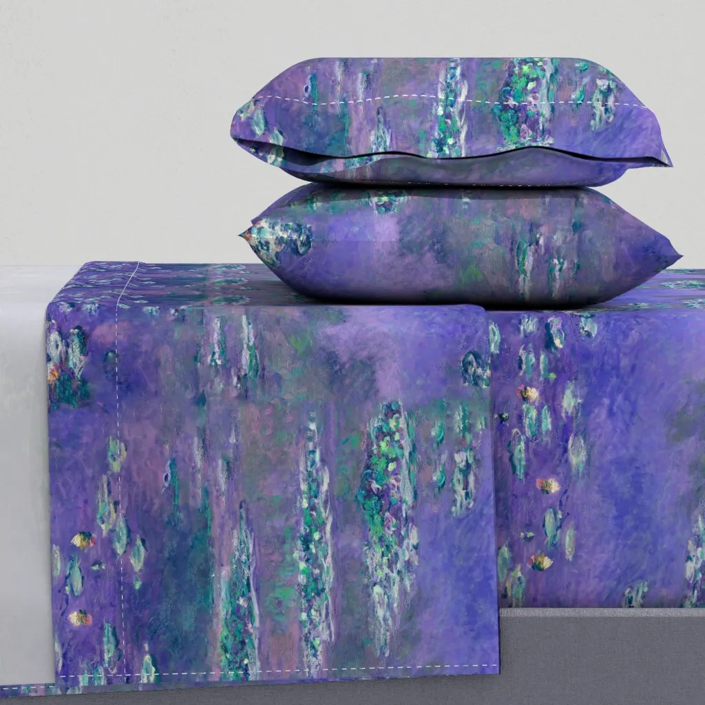 Claude Monet Water Lilies Cal King Sheet Set - Purple product