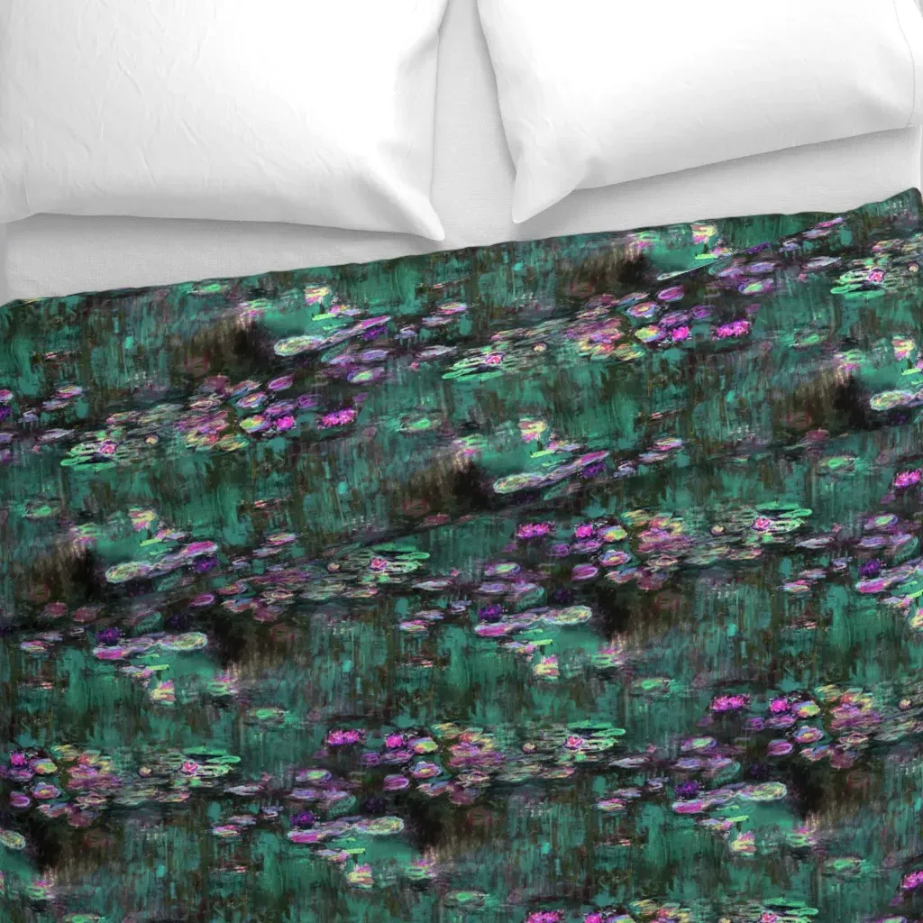 Claude Monet Water Lilies Duvet Cover - Teal alternate view