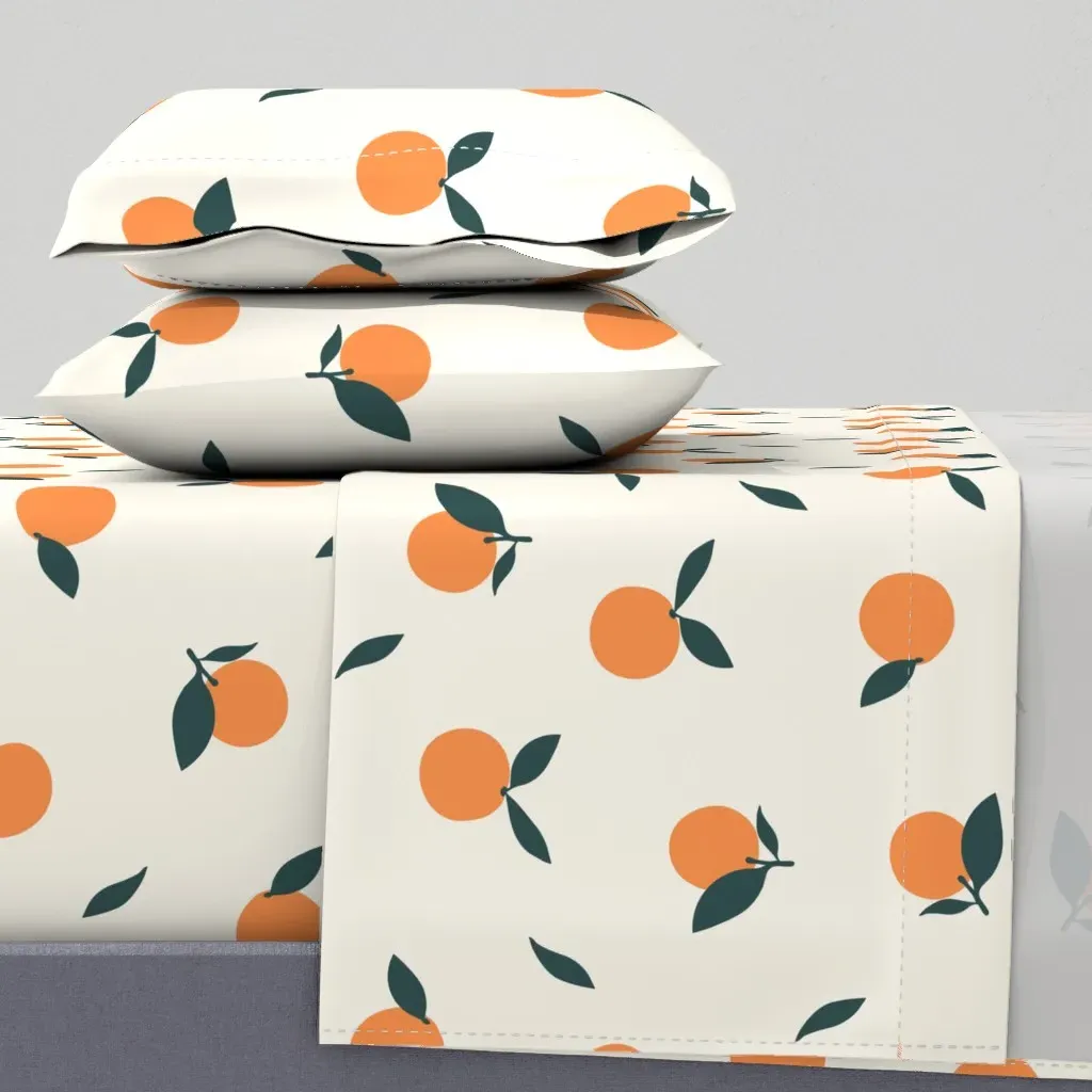 Clementine Ivory Cal King Sheet Set - Orange product