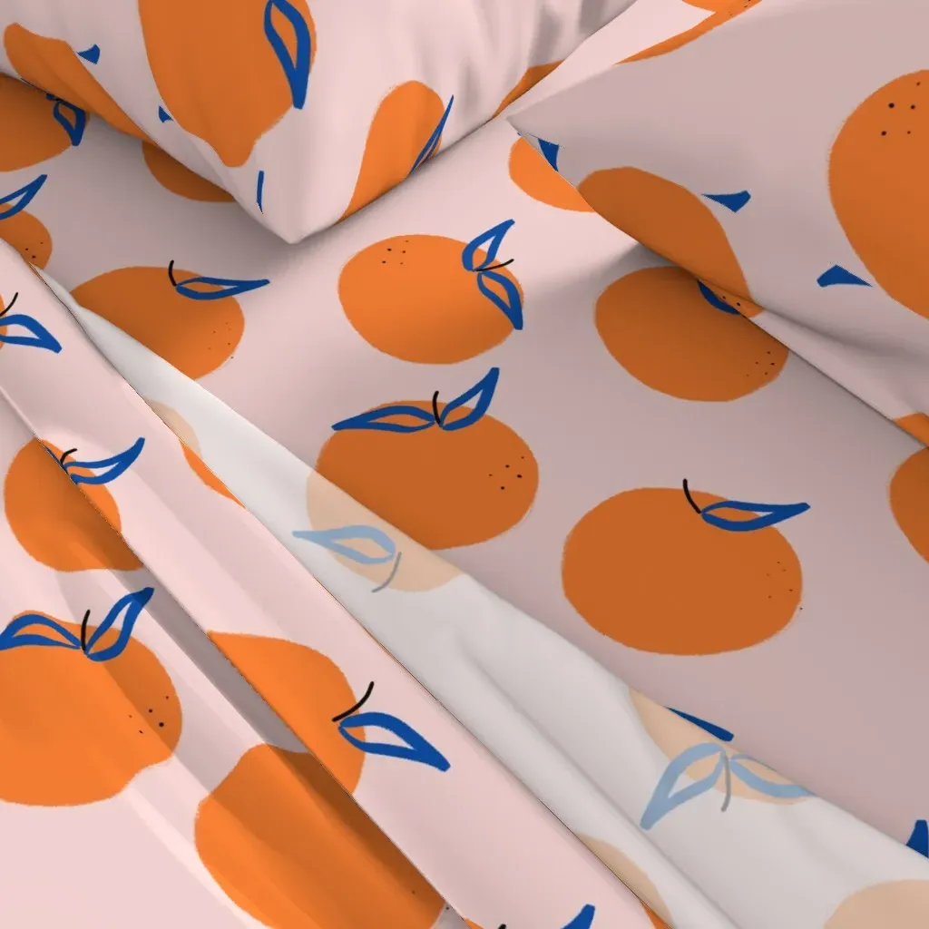 Clementines Large Scale Twin Sheet Set - Orange alternate view