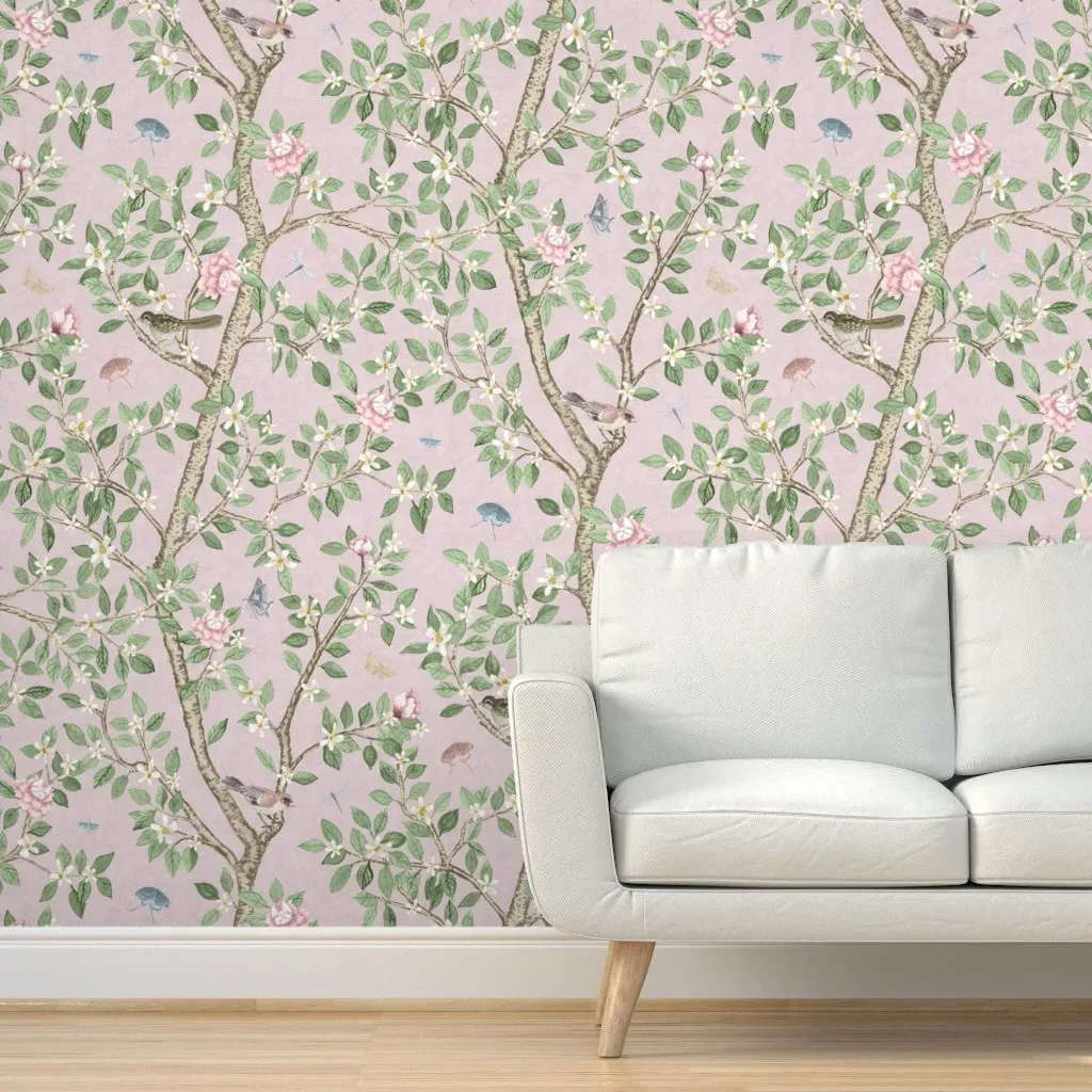 Climbing Citrus Grove With Peonies Peel and Stick Wallpaper - Green product