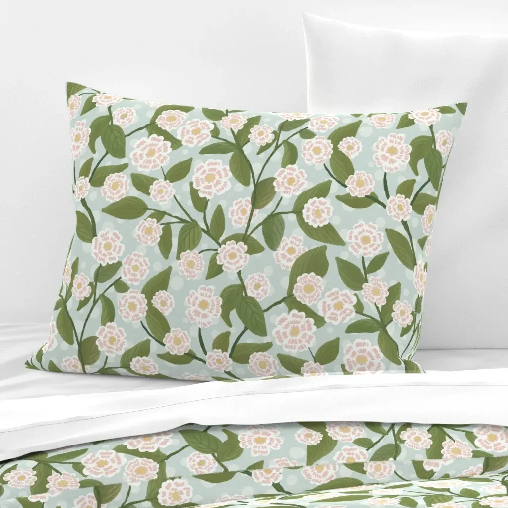 Climbing Flower Vines Standard Knife Edge Pillow - Pink, Cotton Sateen product