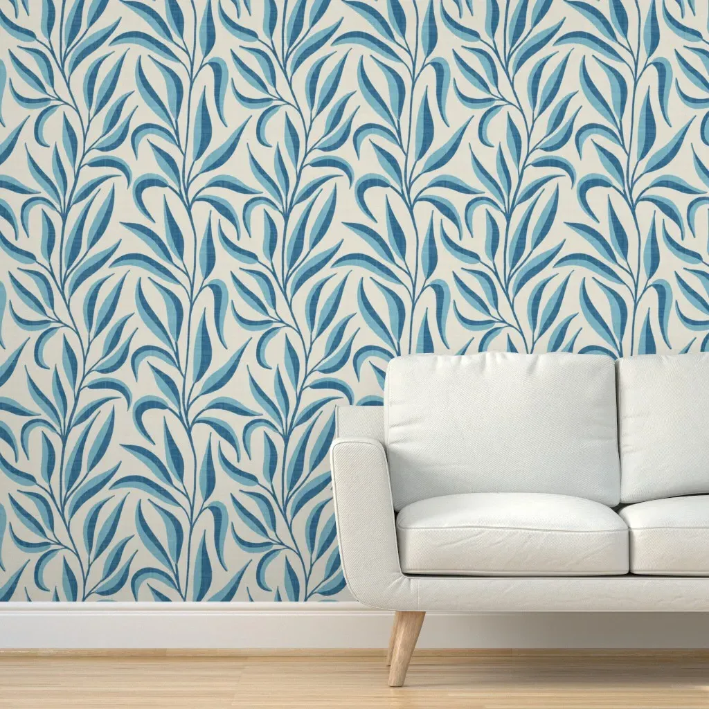 Climbing Leafy Vines Peel and Stick Wallpaper - Teal product