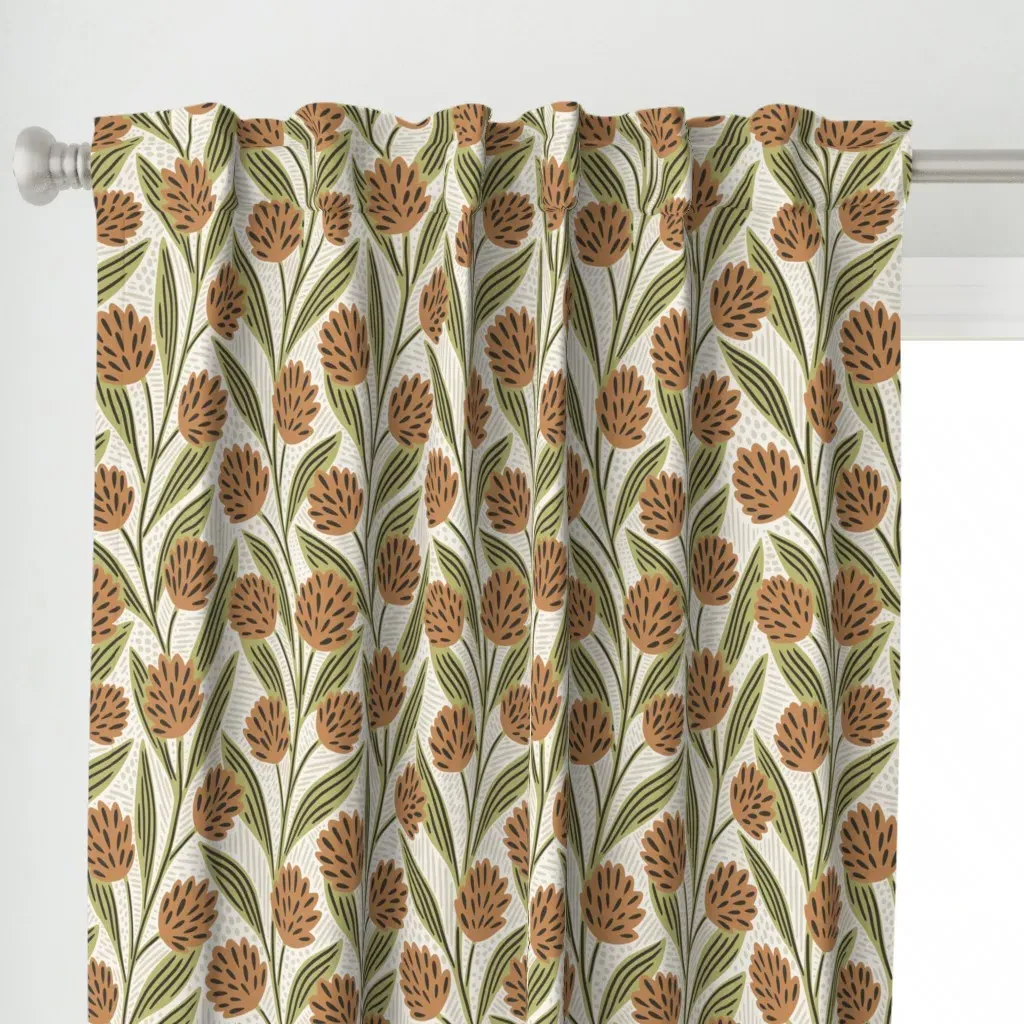 Climbing Vines Floral Curtain Panel - Terracotta alternate view