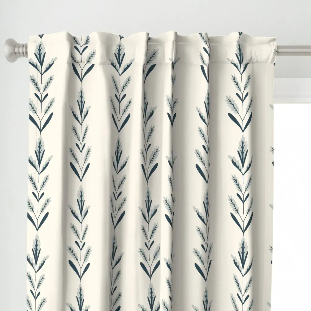 Climbing Wheat Stripes Curtain Panel - Dark Teal alternate view