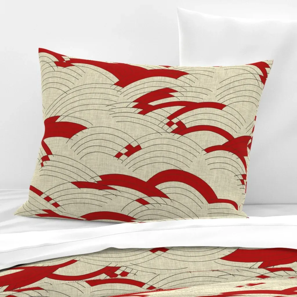Cloud Line Linen Red Standard Knife Edge Pillow - Crimson Red, Cotton Sateen product