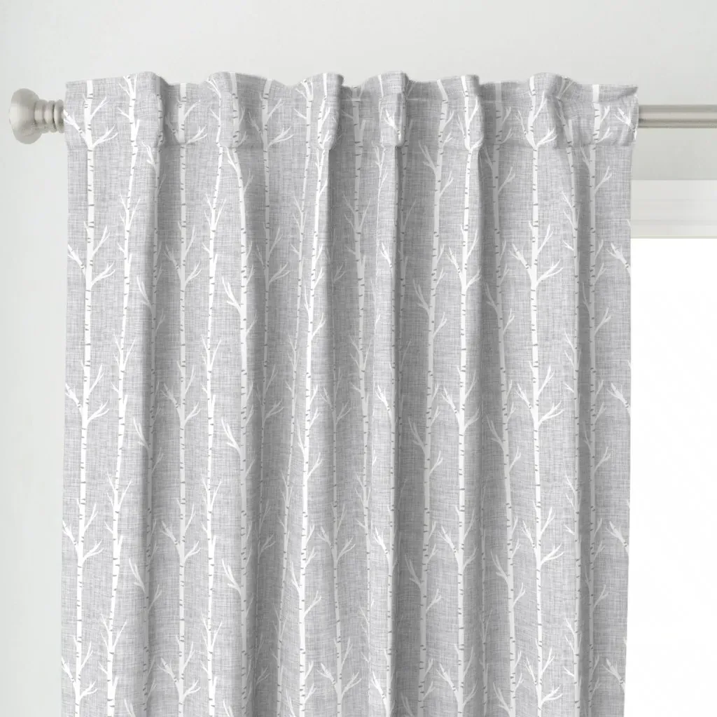 Cloud Linen Birch Trees Curtain Panel - White alternate view