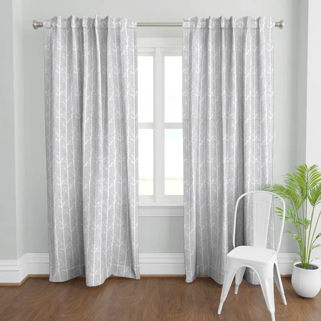 Cloud Linen Birch Trees Curtain Panel - White product