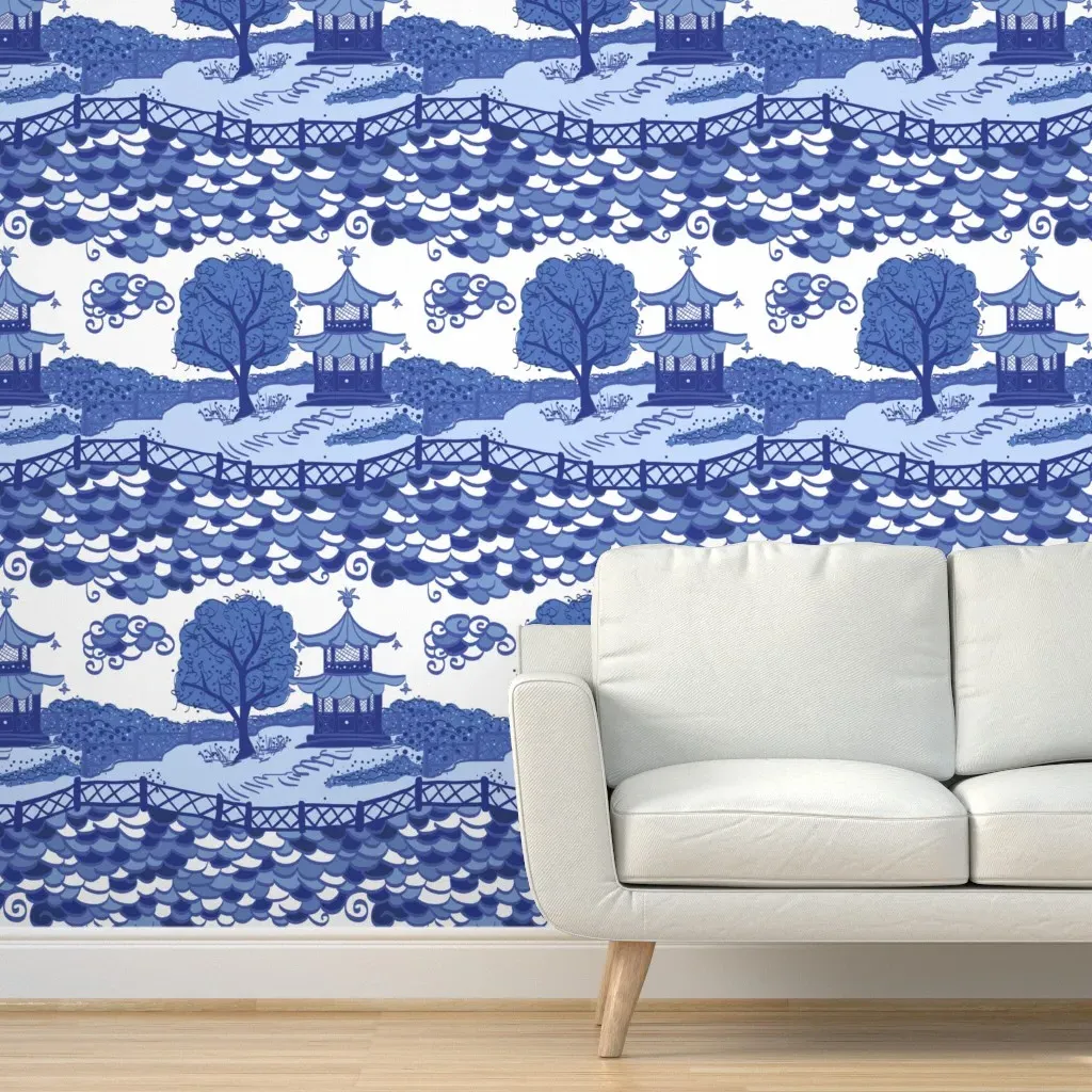 Cloud Pagoda Peel and Stick Wallpaper - Blue, White product