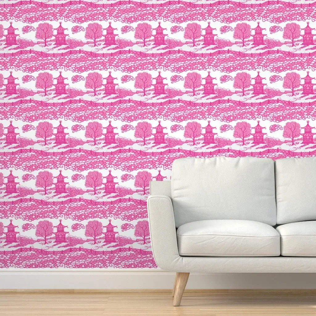 Cloud Pagoda Peel and Stick Wallpaper - Pink, White product