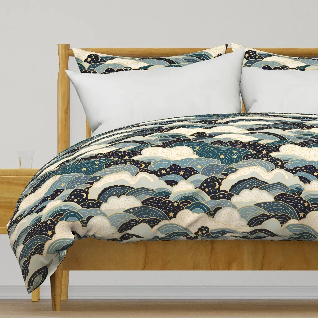 Clouds And Stars Duvet Cover - Teal product