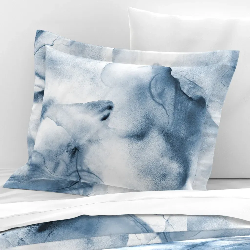 Clouds Cotton Sateen Standard Flanged Pillowcase - Bleached Denim Blue product