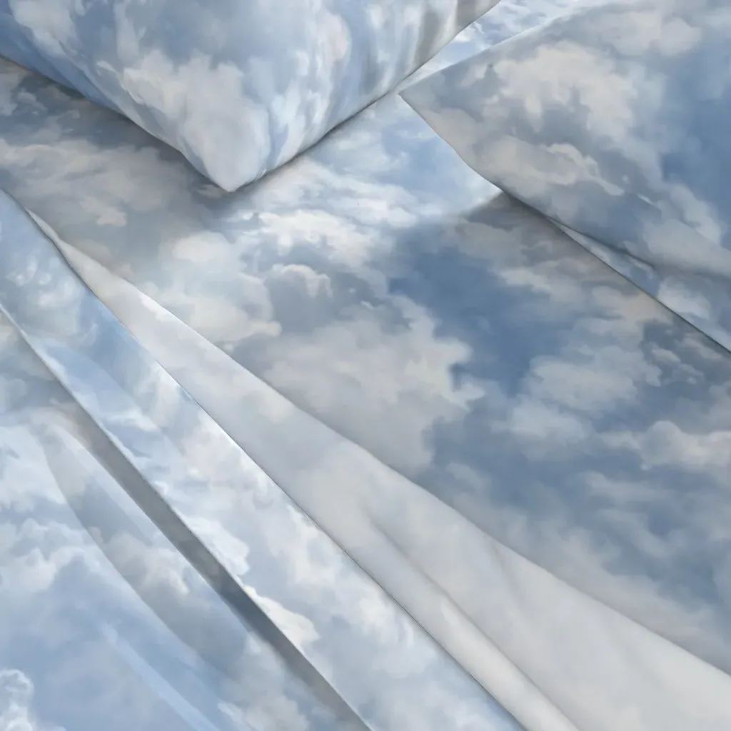 Clouds Large Scale Queen Size Sheet Set - Light Blue alternate view
