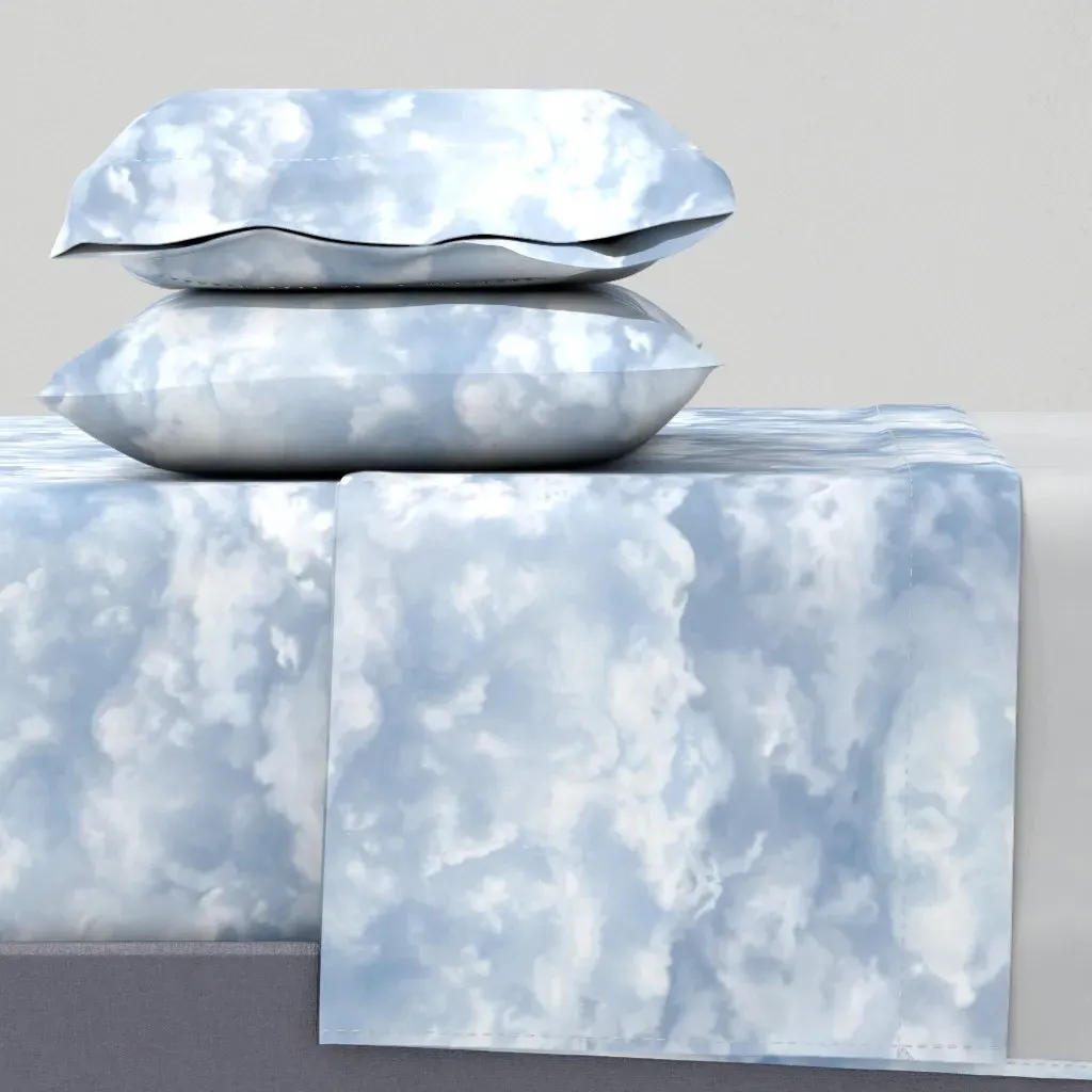 Clouds Large Scale Queen Size Sheet Set - Light Blue product