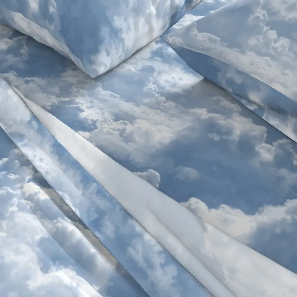 Clouds Large Scale Twin Sheet Set - White alternate view