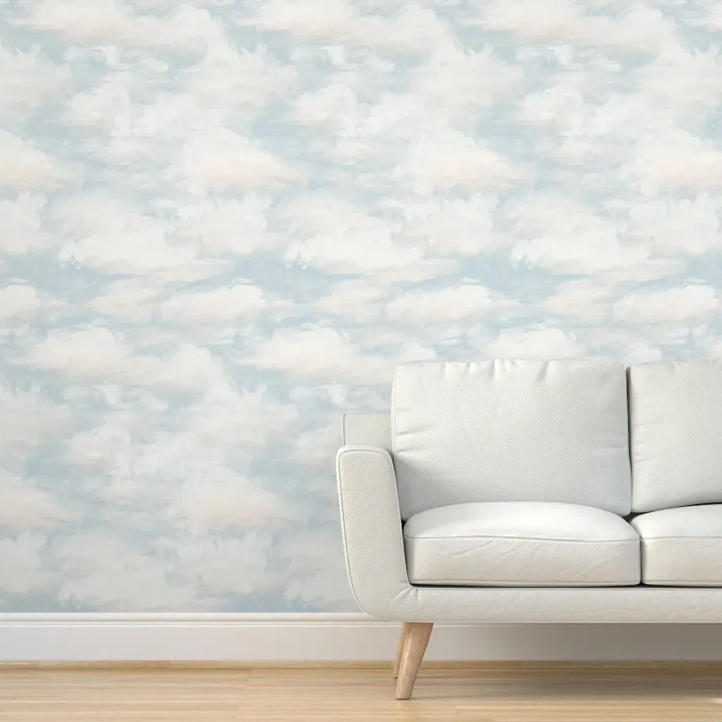 Cloudy Skies Peel and Stick Wallpaper - Light Blue product