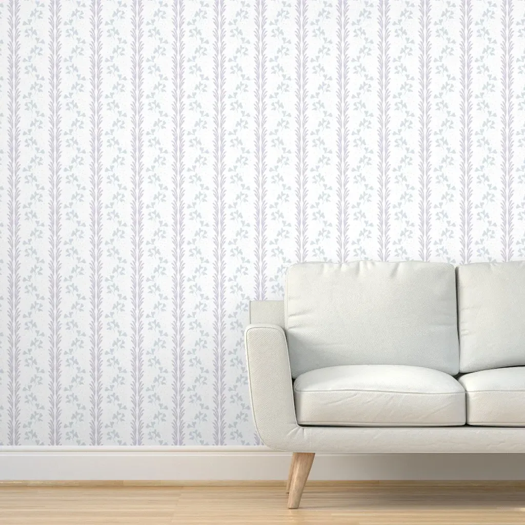 Clover Botanical Vertical Wavy Stripe Peel and Stick Wallpaper - Lavender product