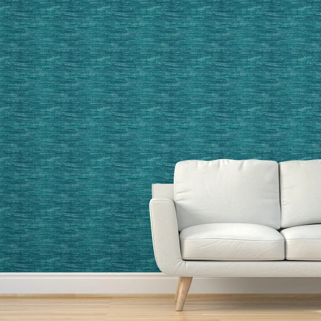Coarse Linen Texture Peel and Stick Wallpaper - Teal Turquoise product