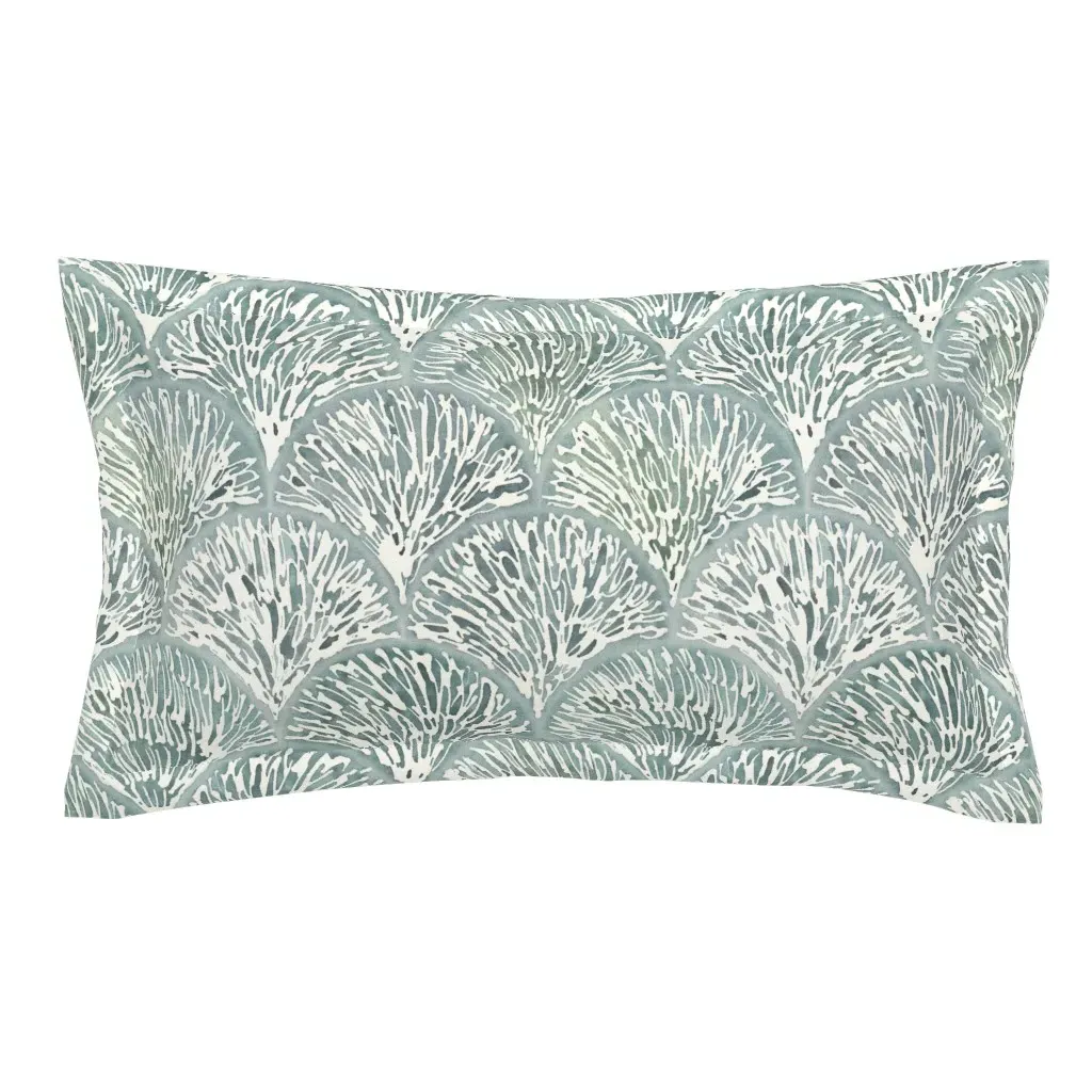 Coastal Abstract Sea Fan Pattern King Pillow Sham - White product