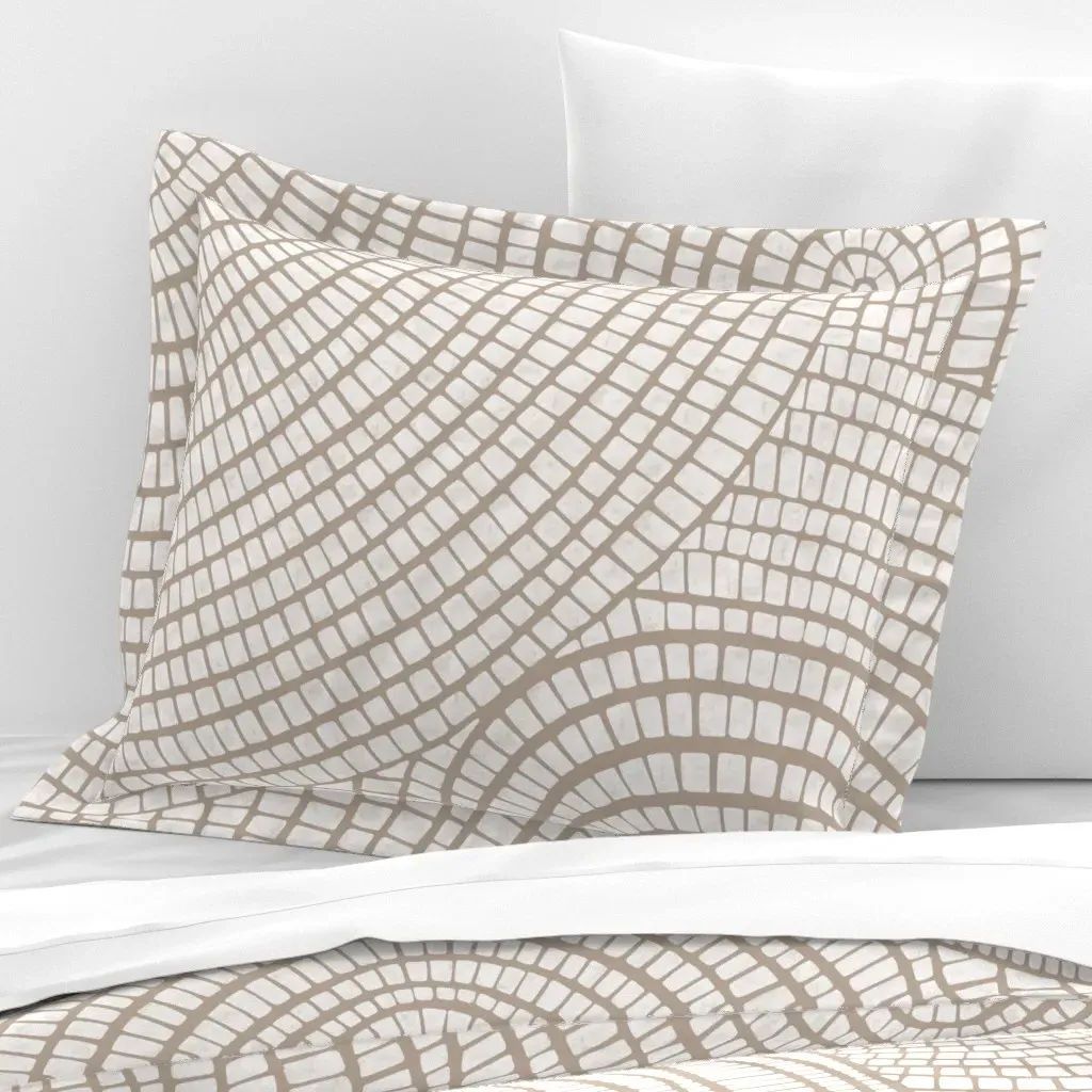 Coastal Abstract Waves Standard Flanged Pillow Sham - Beige, Cotton Sateen product