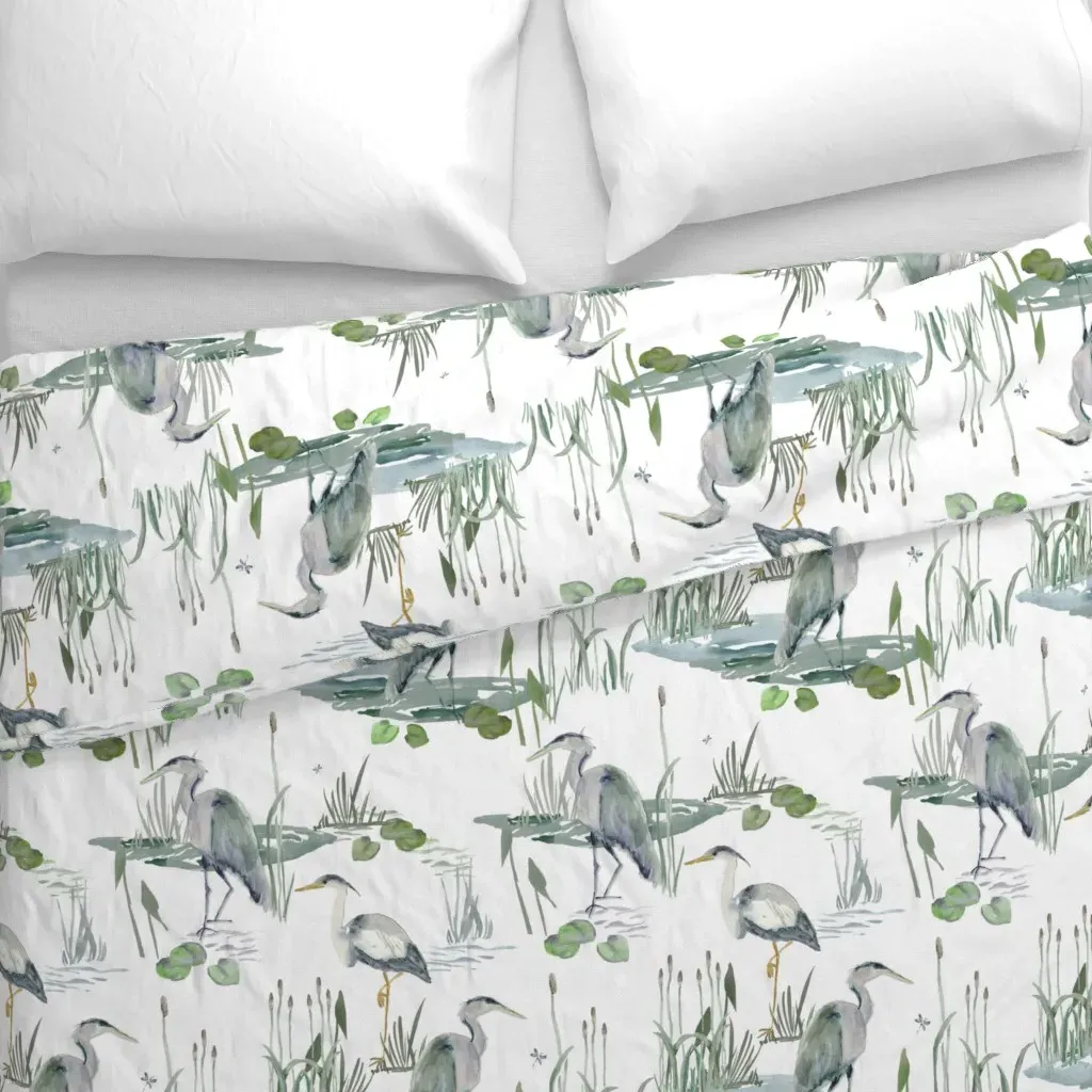 Coastal Blue Herons Large Duvet Cover - Grey alternate view