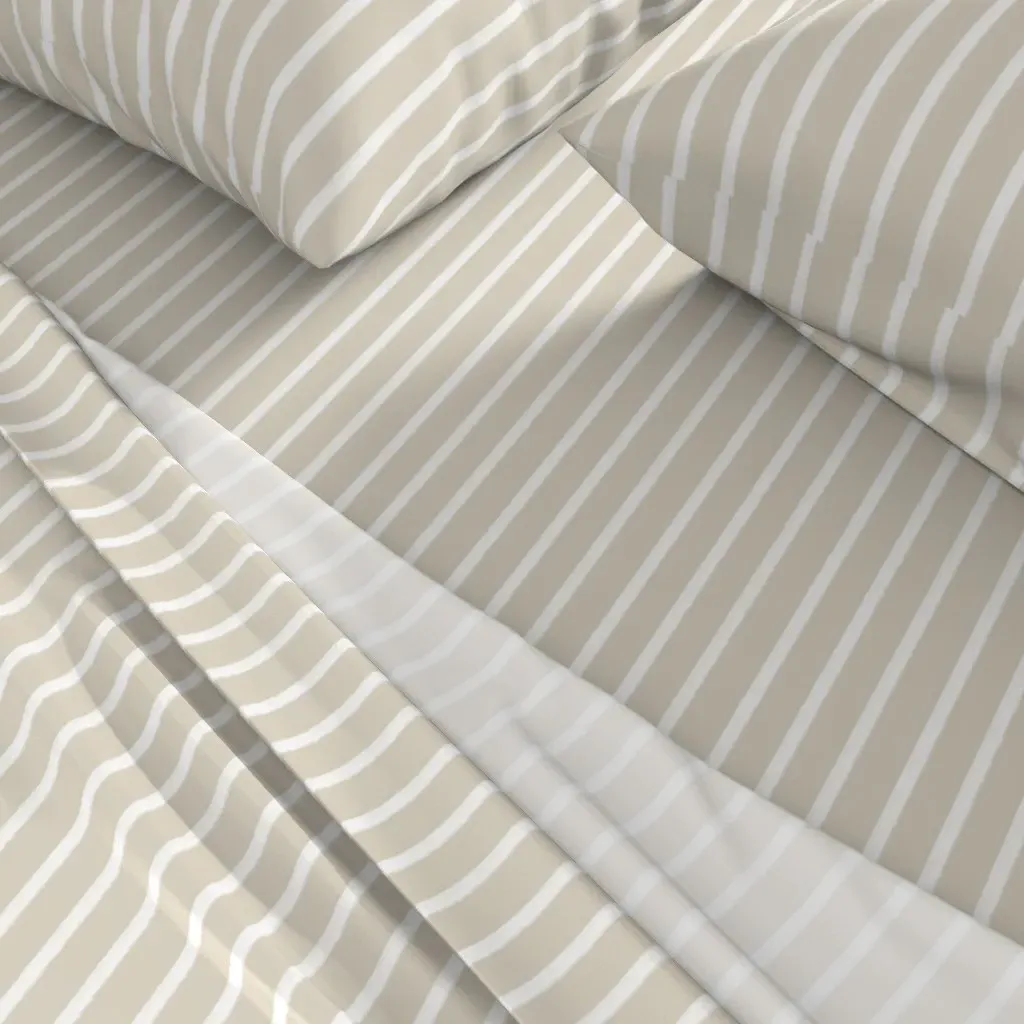 Coastal Boho Cottage Stripes King Sheet Set - Off-White alternate view