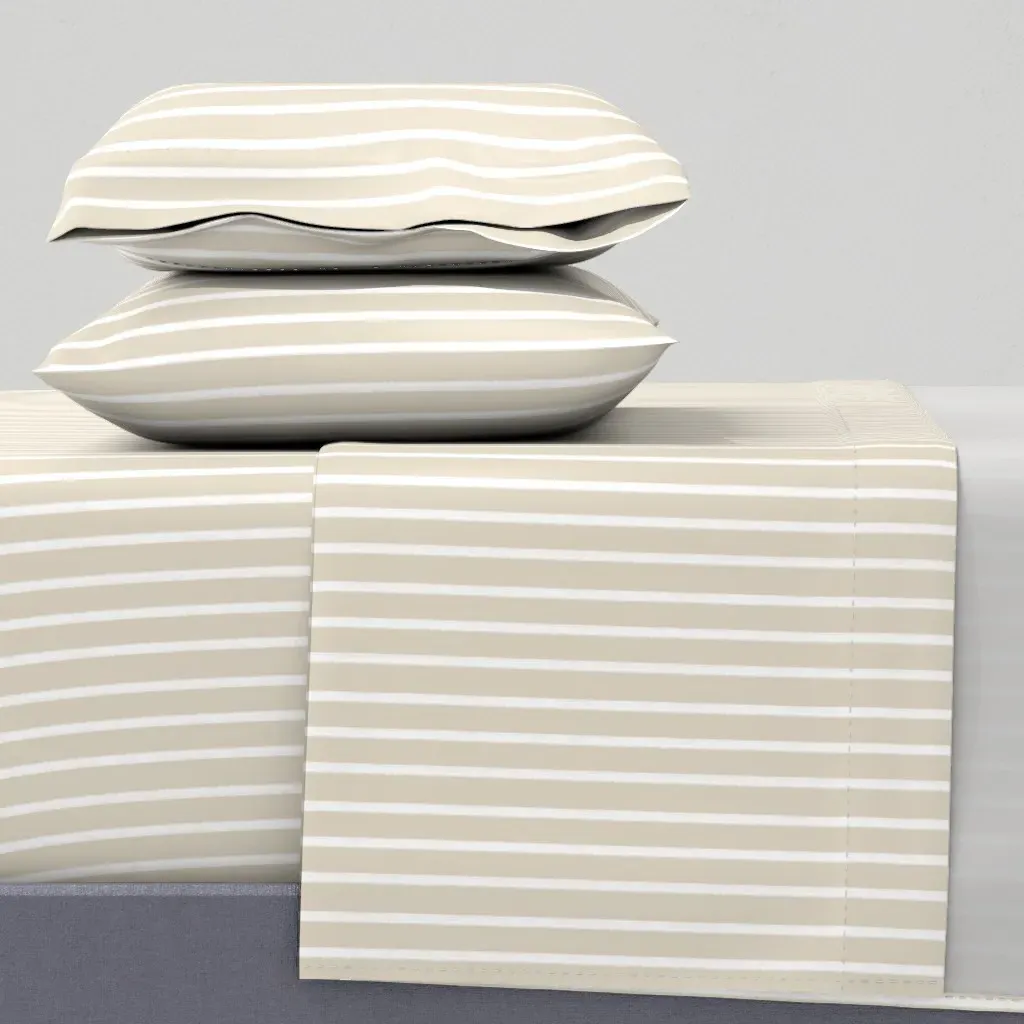 Coastal Boho Cottage Stripes King Sheet Set - Off-White product