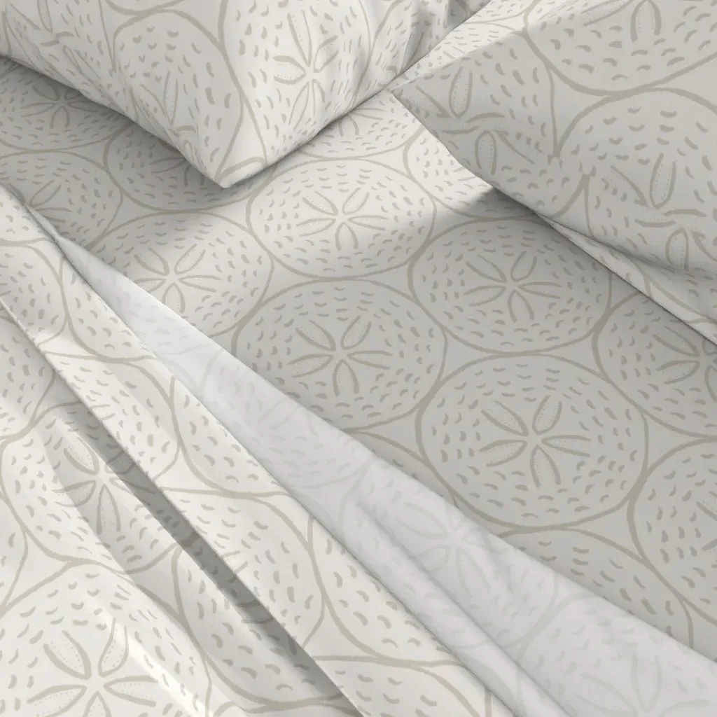 Coastal Calm Ocean Beach Sand Dollar Twin Sheet Set - Beige alternate view