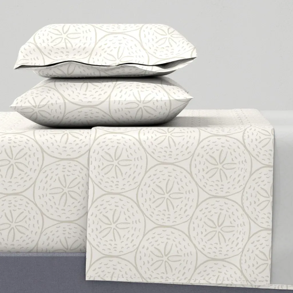 Coastal Calm Ocean Beach Sand Dollar Twin Sheet Set - Beige product