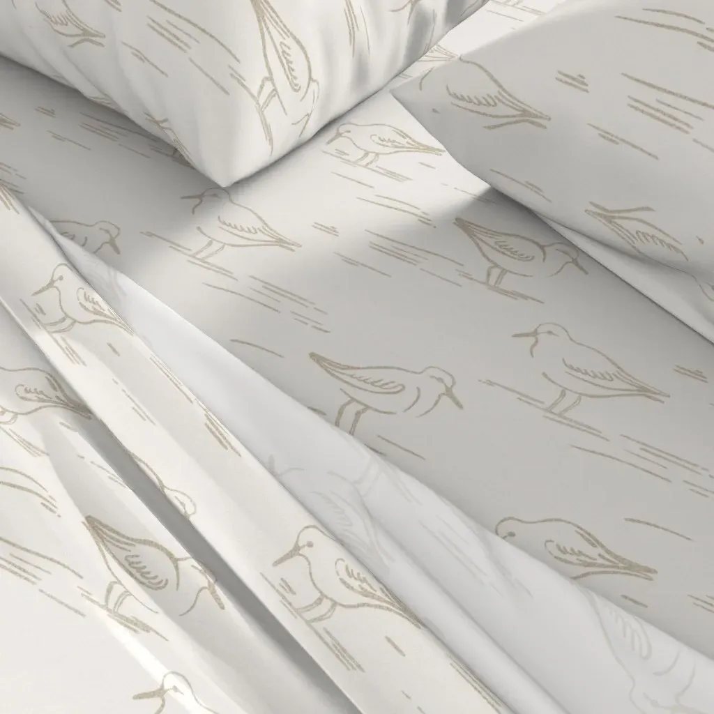 Coastal Chic Sandpiper On The Beach Queen Sheet Set - Tan alternate view